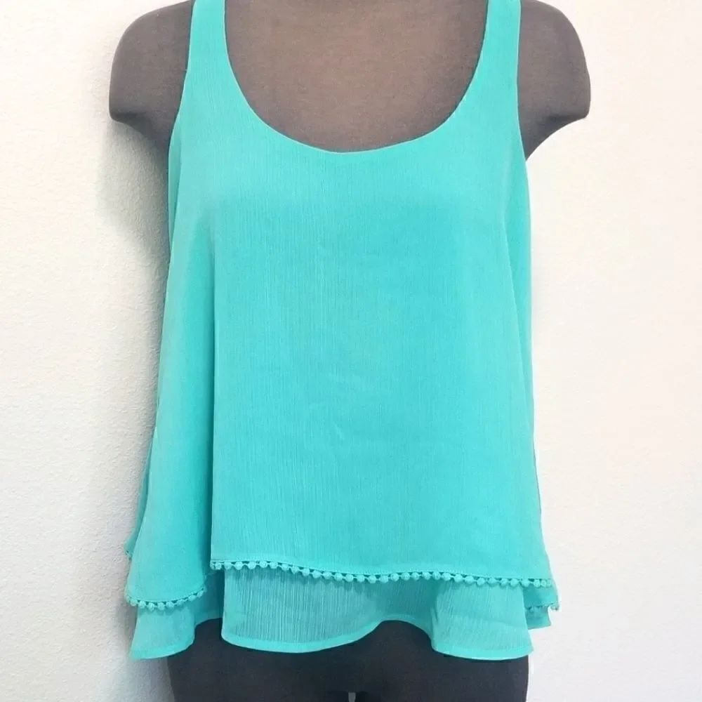 ABOUT A GIRL SHEER LAYERED TANK SZ.Small